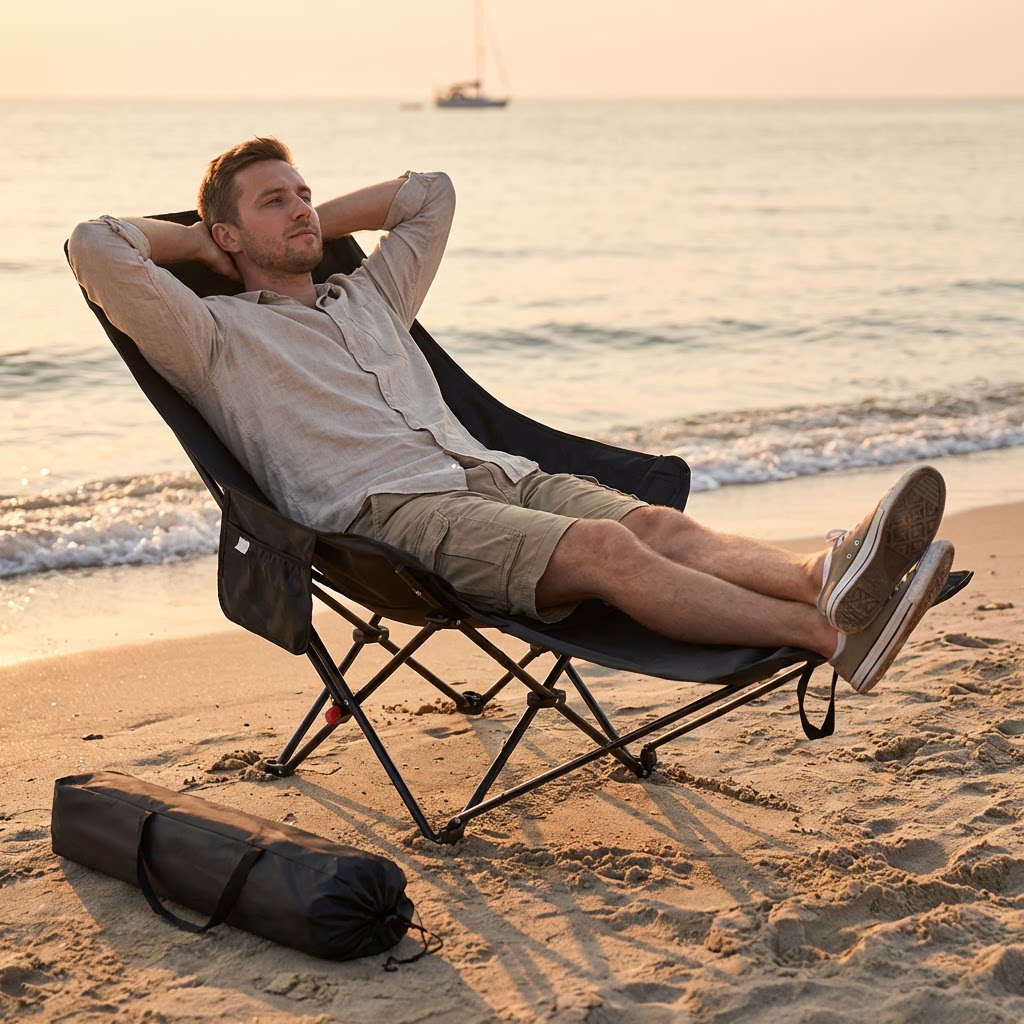 Kids Outdoor Furniture - 300-Pound Heavy-Duty Foldable Beach Chair with