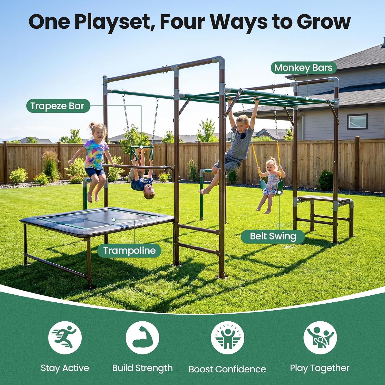 Outdoor Jungle Gym with Monkey - Kids Outdoor Monkey Bars recension och pris