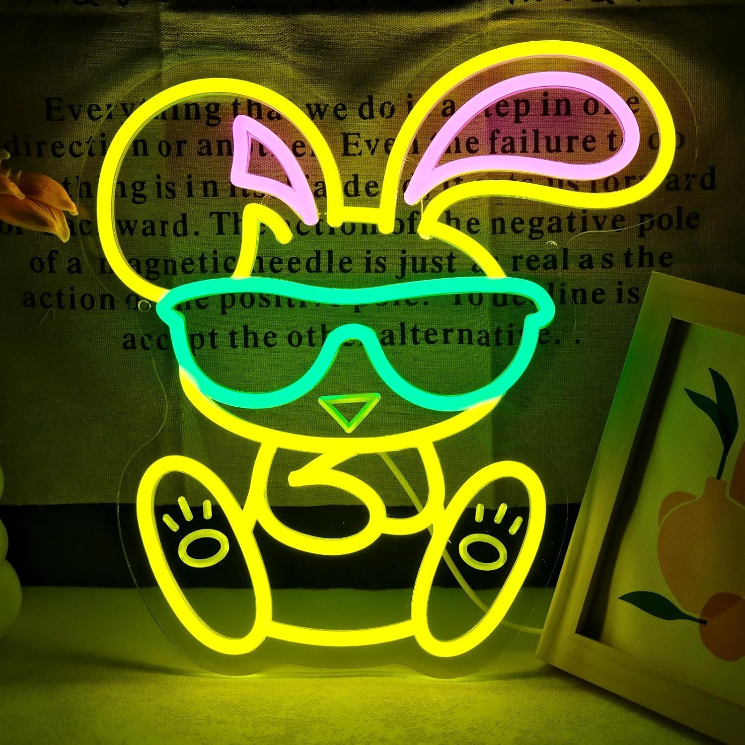 Cool Bunny Neon Sign Wearing G - Kids Outdoor Easter Gifts recension och pris